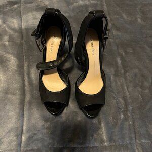 Gianni Bini Black Ankle Strap Heels | Classic Open Toe Pumps